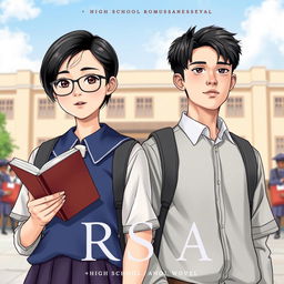 High school romance novel cover titled "ARSaA" featuring two main characters, Sabila and Ardan, wearing Indonesian high school uniforms