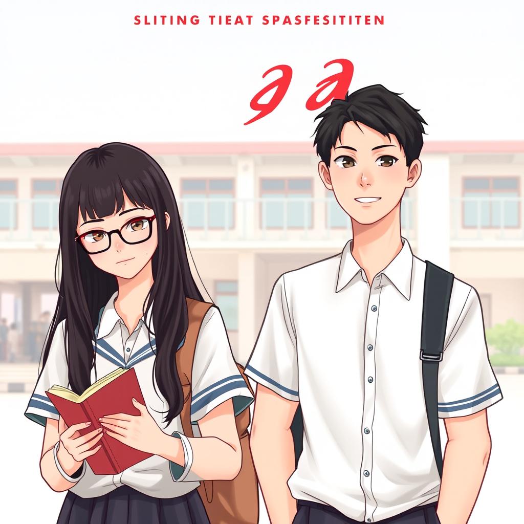 High school romance novel cover titled "ARSaA" featuring two main characters, Sabila and Ardan, wearing Indonesian high school uniforms