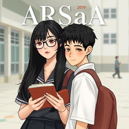 High school romance novel cover titled "ARSaA" featuring two main characters, Sabila and Ardan, wearing Indonesian high school uniforms