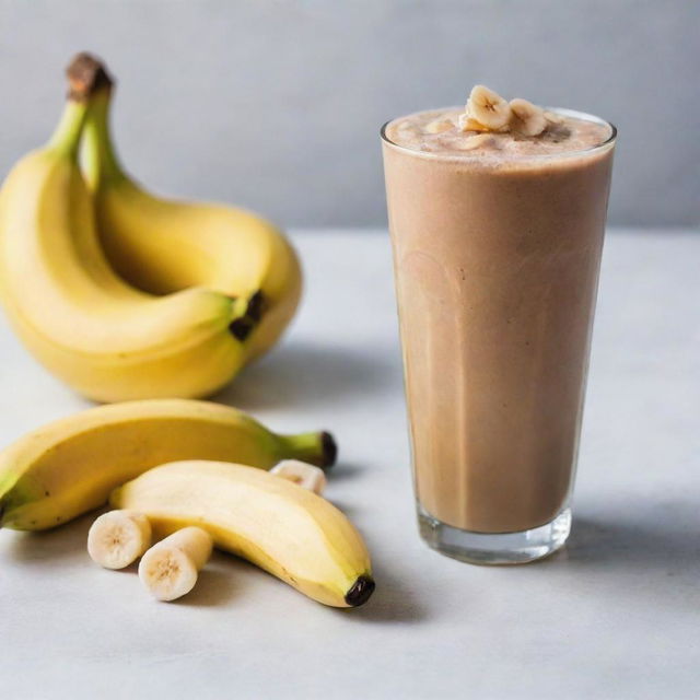 An inviting, chilled ice coffee with a gently placed Banana Que, a delicious caramelized banana snack, at its side.