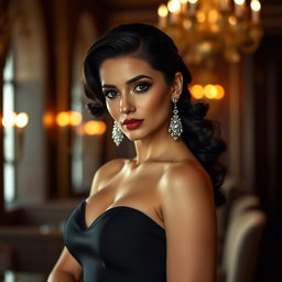 An elegant and tasteful portrayal inspired by the essence of Ava Addams, showcasing a charismatic woman with captivating allure