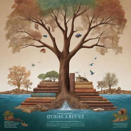 A bold, compelling campaign banner advocating the importance of education and natural resources, featuring a mix of earthy tones, symbols of knowledge like books, and natural elements like trees, water, and minerals