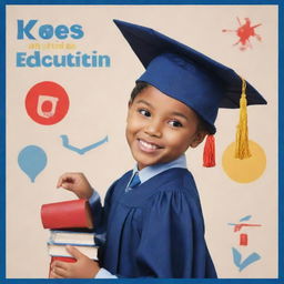 An impactful advocacy campaign poster concerning education. Display a catchy slogan about the importance of education, the poster should be vibrant, featuring symbols associated with learning like a cap, diploma, books, and classrooms