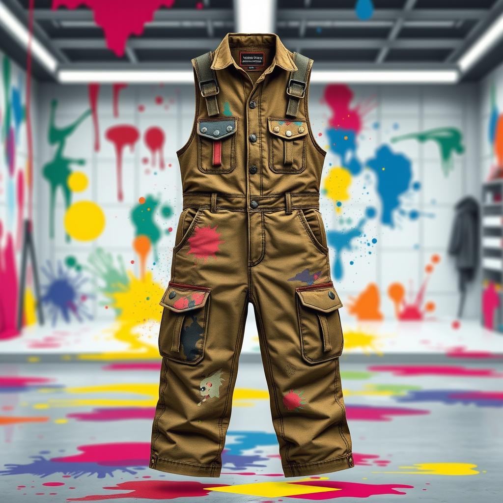 Design an outfit that embodies the essence of an automotive paint workshop