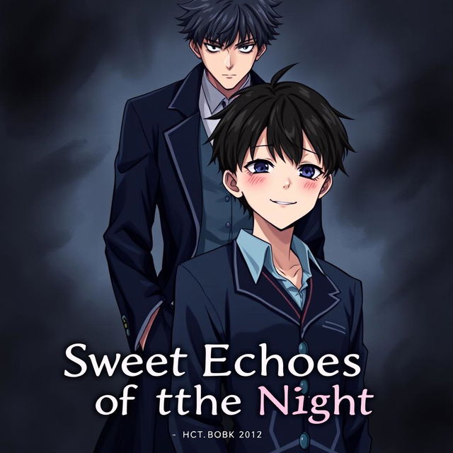 Book cover for 'Sweet Echoes of the Night', featuring an anime-style illustration capturing dark themes