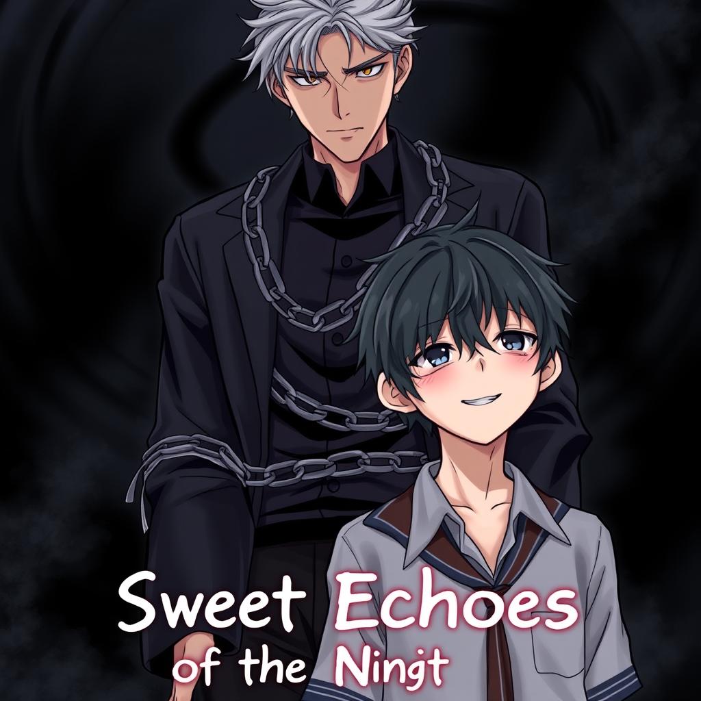 Book cover for 'Sweet Echoes of the Night', featuring an anime-style illustration capturing dark themes