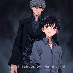 Book cover for 'Sweet Echoes of the Night', featuring an anime-style illustration capturing dark themes