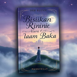 A mystical and ethereal book cover for the novel "Bisikan Rindu dari Alam Baka"