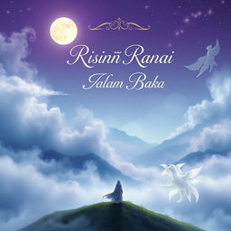 A mystical and ethereal book cover for the novel "Bisikan Rindu dari Alam Baka"