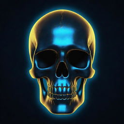 A blue and gold neon skull suitable for a profile picture