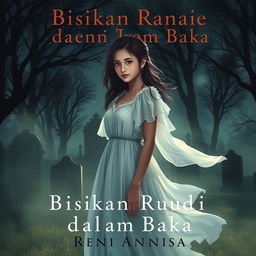 A haunting book cover for the novel "Bisikan Rindu dari Alam Baka" by Reni Annisa