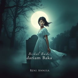 A haunting book cover for the novel "Bisikan Rindu dari Alam Baka" by Reni Annisa