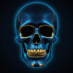 A blue and gold neon skull suitable for a profile picture