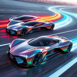 Three futuristic aerodynamic concept cars, each uniquely designed to represent ultimate speed and innovation