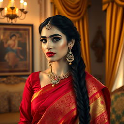 A stunning Indian Marwari woman with white complexion, depicted in a variety of elegant, non-explicit poses