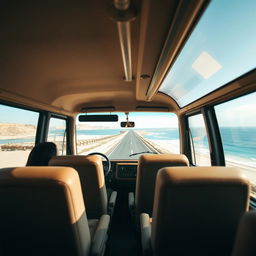 An intimate portrait of the interior of a microbus, showcasing its comfortable chairs