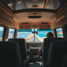 An intimate portrait of the interior of a microbus, showcasing its comfortable chairs