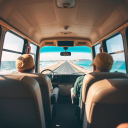 An intimate portrait of the interior of a microbus, showcasing its comfortable chairs