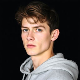 A portrait-style photograph of a young man captured in side profile