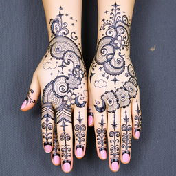 A captivating mehendi design for hands, centered around a dream theme