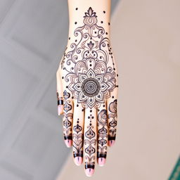 A mesmerizing mehendi design for the front full hand inspired by a dream theme