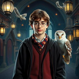 Harry Potter in a unique blend of Turkish and wizarding attire, surrounded by an enchanting scene that combines elements of Hogwarts with traditional Turkish architecture