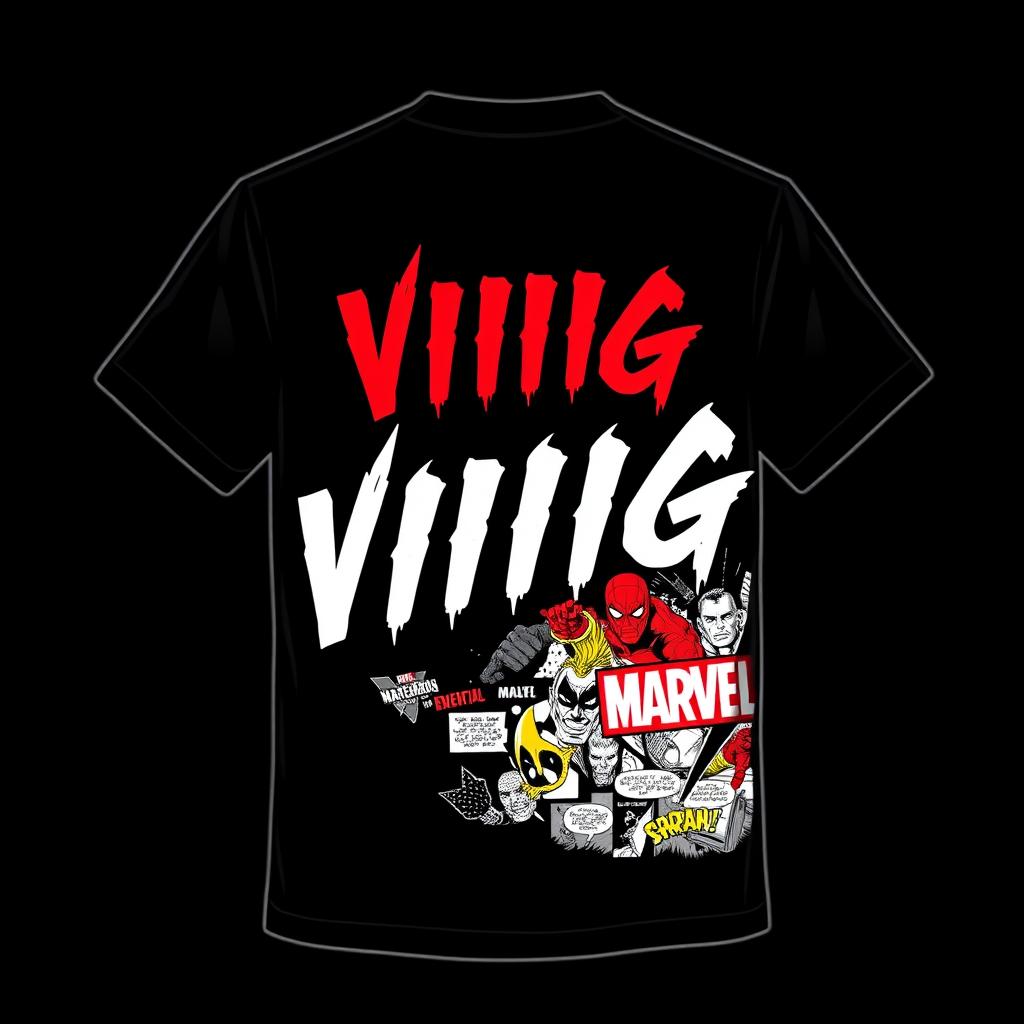 black T-shirt design with the text 'VIIIG' in an edgy, stylish font