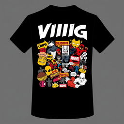 black T-shirt design with the text 'VIIIG' in an edgy, stylish font