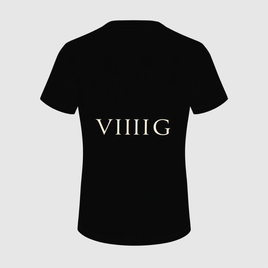 black T-shirt design with the text 'VIIIG' in a sleek and modern font