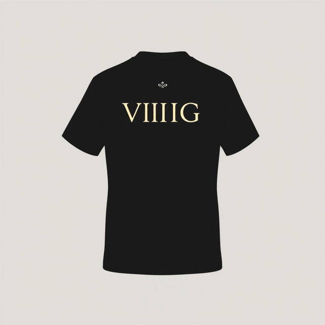 black T-shirt design with the text 'VIIIG' in a sleek and modern font