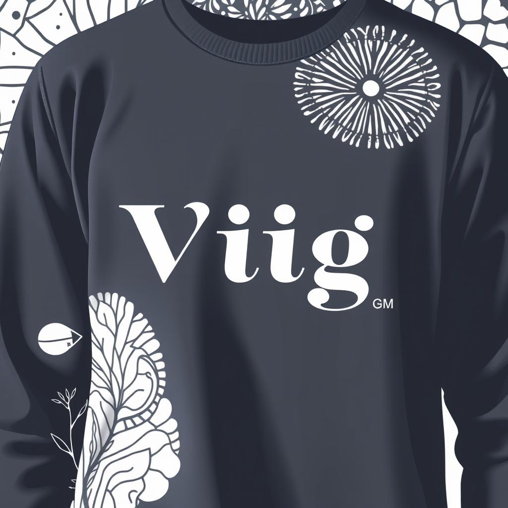 A visually captivating design featuring a prominent letter "VIIIG" in small, elegant font placed on the chest area of a stylish garment