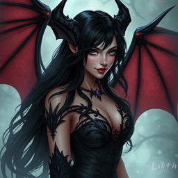 Lilith, the alluring succubus, exuding a captivating and seductive presence