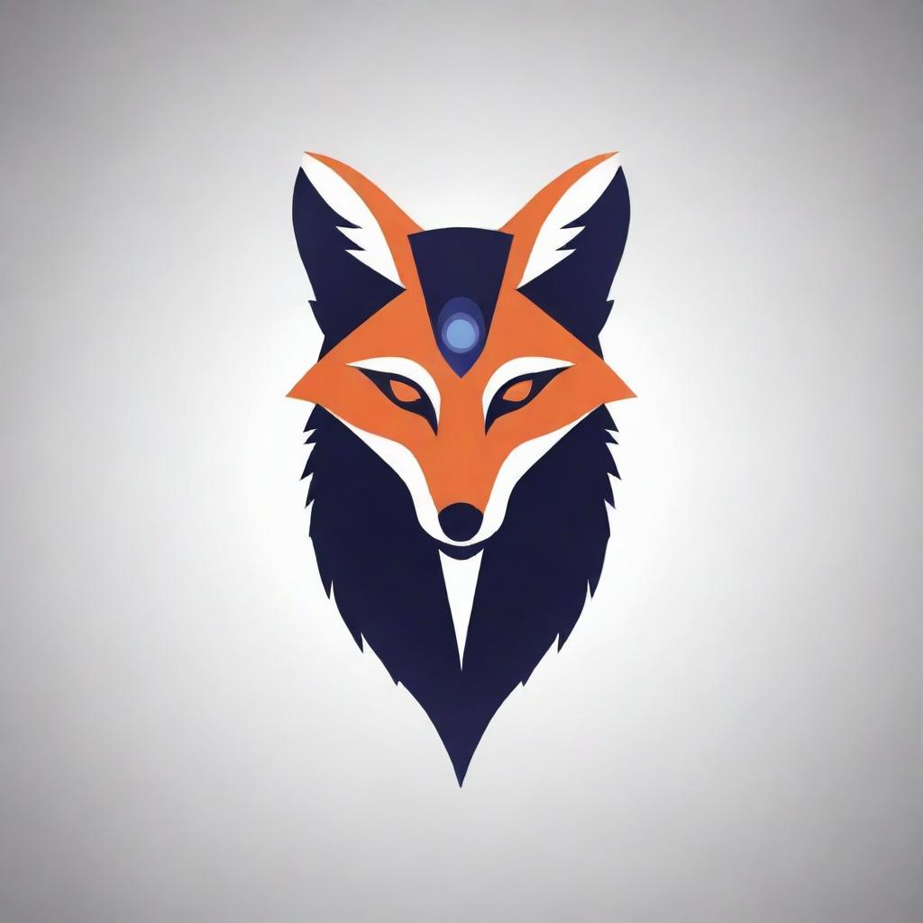 An abstract, vector-style illustration combining the silhouettes of a fox and a third eye. The fox has its features obscured, almost faceless, merged with the mystical third eye symbol.
