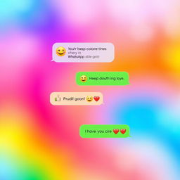 A vibrant, colorful, and attractive WhatsApp chat wallpaper design featuring a lively, cheerful conversation