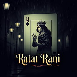 A movie poster titled "Raat Rani", showcasing a stylized queen playing card as the central element