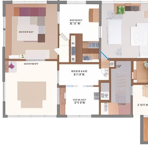 A spacious and detailed house map for a 1320 square feet three-bedroom home. The layout should be logical and comfortable with distinct spaces for all necessary rooms.