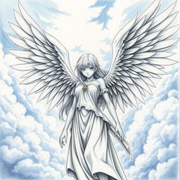 A terrifying female archangel with anime-style wings