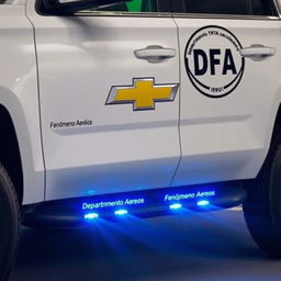 A Chevrolet Suburban featuring a "DFA" symbol on the door with "Departamentos Fenómeno Aereos" written below it