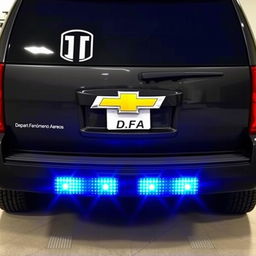 A Chevrolet Suburban featuring a "DFA" symbol on the door with "Departamentos Fenómeno Aereos" written below it