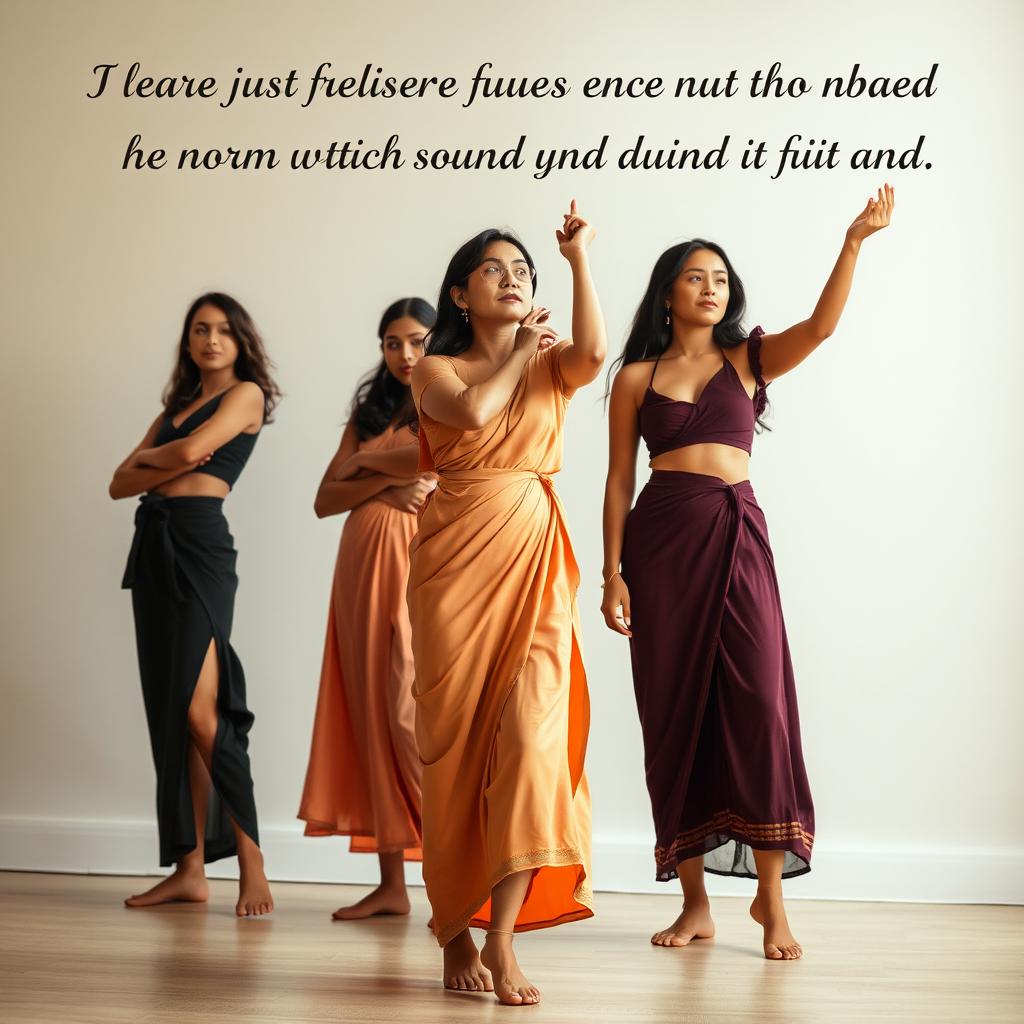 Women confidently standing, engaged in a natural activity, depicted in a respectful and artistic manner