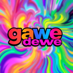 A vibrant and dynamic T-shirt design featuring the phrase 'gawe dewe' in bold, eye-catching lettering