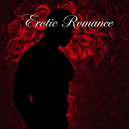 Silhouette of a black man with a full figure set against a background of deep red roses, conveying a sense of erotic romance