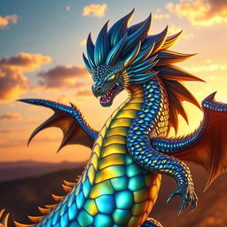 A mythical dragon featuring the iconic spiky hairstyle and facial features of Goku from Dragon Ball