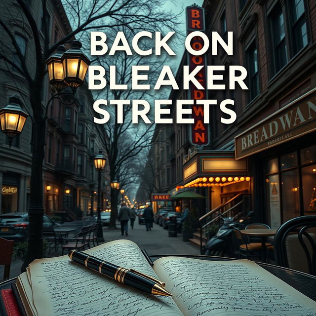 4k hd hyperdetailed realistic book cover for a novel titled "Back on Bleaker Streets