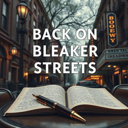 4k hd hyperdetailed realistic book cover for a novel titled "Back on Bleaker Streets