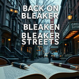 4k hd hyperdetailed realistic book cover for a novel titled "Back on Bleaker Streets