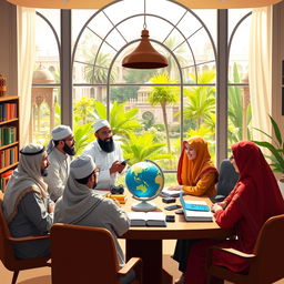 A conceptual artwork depicting Islamic education foundation leadership strategy in developing institutions