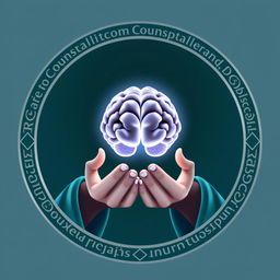 Circular logo for 'Iasocare Counselling and Psychotherapy' featuring the hands of the Greek goddess Iaso holding a glowing brain