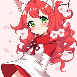 Anime illustration of a cute girl with a red and white color scheme, featuring sleek red and white clothing that complements her anime aesthetic