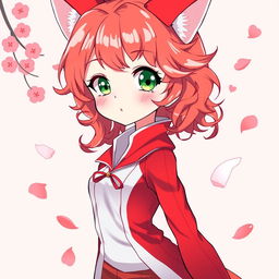 Anime illustration of a cute girl with a red and white color scheme, featuring sleek red and white clothing that complements her anime aesthetic